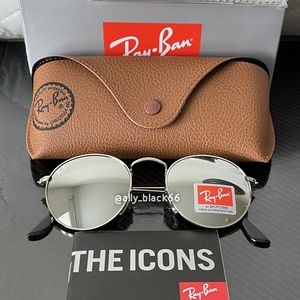 Ray-Ban Round Metal Silver Mirror Flash RB3447 Standard Size 50mm